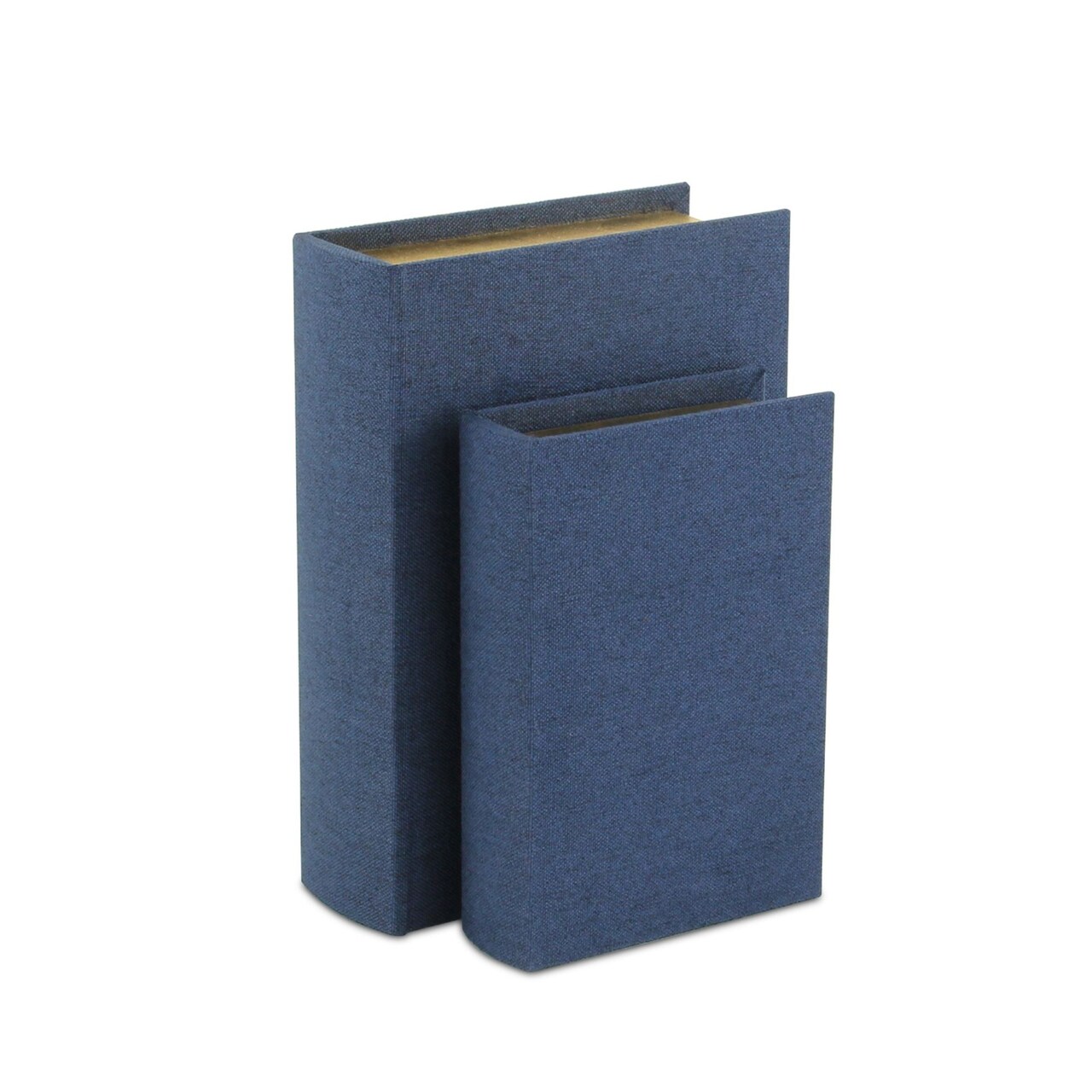 Contemporary Home Living Set of 2 Navy Blue and Gold Rectangular Book Storage Boxes 11"